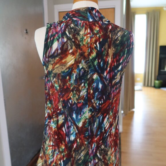 Theory 100% silk "Codey" blouse top cowl neck multicolor print size P $145 - Picture 4 of 12